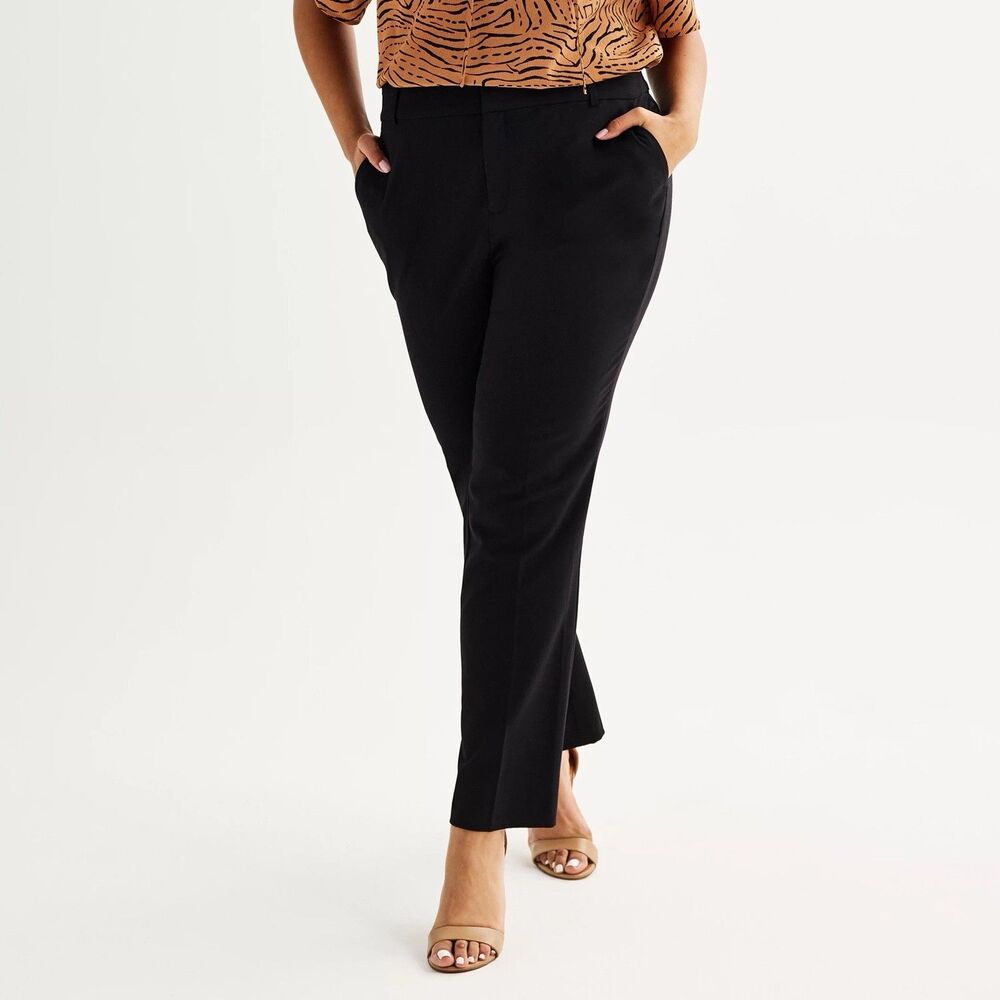 Nine West Black Dress Pants Size 18 Bootcut Mid Rise Straight Hip Thigh Women’s